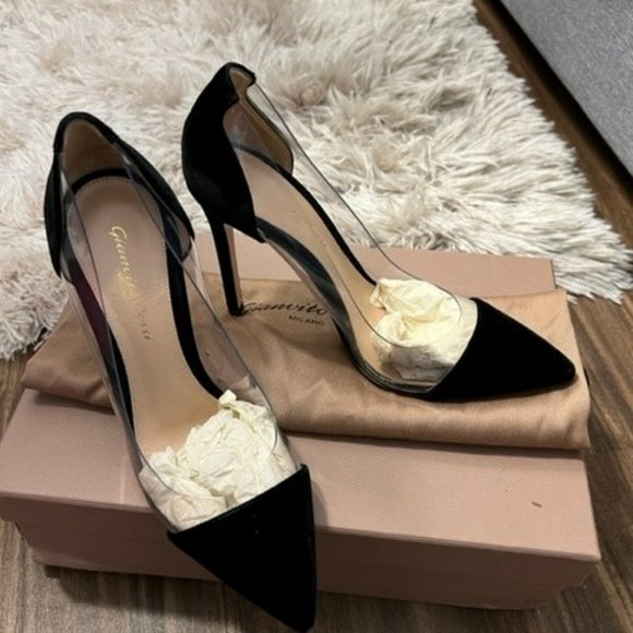 Gianvito Rossi Classic Black Velvet Plexi Pumps SZ 35/5 - Picture 3 of 7